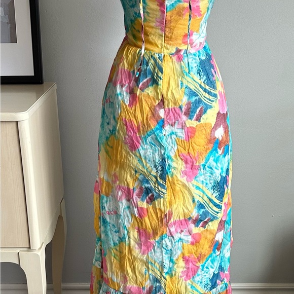 Lulus Floral Cutout Maxi Dress - Open Back Wedding Guest, medium, fits small - Picture 6 of 6